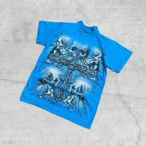 MMA Elite Y2K  T-shirt with crossed skull, grunge emo style